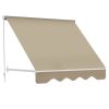 Outsunny 6' Drop Arm Manual Retractable Window Awning Sun Shade Shelter for Patio Balcony Outdoor, Aluminum, Cream White