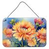 NEW Chrysanthemums in Watercolor Wall or Door Hanging Prints Aluminum Metal Sign Kitchen Wall Bar Bathroom Plaque Home Decor, 8HX12W, Multicolor