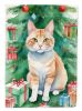Ural Rex Cat By the Christmas Tree House Flag Large Porch Sleeve Pole Decorative Outside Yard Banner Artwork Wall Hanging, Polyester, House Size