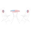 3 Piece Patio Bistro Set, Folding Outdoor Furniture with USA Mosaic Table and Chairs, Portable Metal Frames for 4th of July, Balcony, Backyard