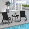 2 Pieces Patio Rocking Chairs Outdoor Sling Fabric Rockers with Ergonomic Backrest and Seat