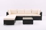 7 Pieces Outdoor Patio Furniture Set,Sectional Conversation Sofa Consisted Of Corner Chairs,Ottomans And Glass Top Table