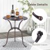 Round Cast Aluminum Table Patio Dining Bistro Table with 2 Inch Umbrella Hole