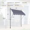 Manual Retractable Awning Canopy-78'' Non-Screw Outdoor Sun Shade Cover with UV Protection