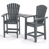 Patio Bar Stools Adirondack Arm Chairs Set of 2, All Weather Outdoor Furniture Wood-Like HDPE Deck Backyard Garden Dining Chairs