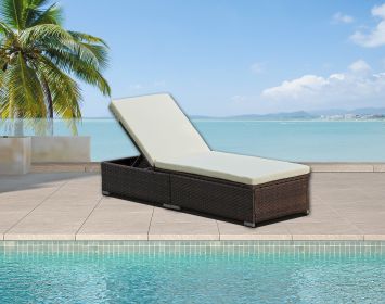 Protivin Reclining Chaise Lounge with Cushion (Color: BROWN)