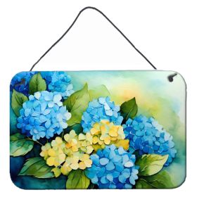 NEW Hydrangeas in Watercolor Wall or Door Hanging Prints Aluminum Metal Sign Kitchen Wall Bar Bathroom Plaque Home Decor, 8HX12W, Multicolor (Default: Default)
