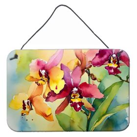 NEW Orchids in Watercolor Wall or Door Hanging Prints Aluminum Metal Sign Kitchen Wall Bar Bathroom Plaque Home Decor, 8HX12W, Multicolor (Default: Default)