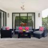 Outdoor Garden Patio Furniture 7-Piece PE Rattan Wicker Cushioned Sofa Sets and Coffee Table