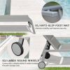 Outdoor Patio Chaise Lounge Set of 3, Aluminum Pool Lounge Chairs with Side Table and Wheels