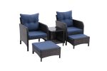 5 Piece Outdoor Patio Furniture Set,All Weather PE Rattan Conversation Chairs with Armrest and Removable Cushions