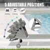 Outdoor Patio Chaise Lounge Set of 3, Aluminum Pool Lounge Chairs with Side Table and Wheels