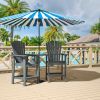Patio Bar Stools Adirondack Arm Chairs Set of 2, All Weather Outdoor Furniture Wood-Like HDPE Deck Backyard Garden Dining Chairs