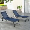 3 Pieces Patio Chaise Lounge Chair and Table Set for Poolside Yard